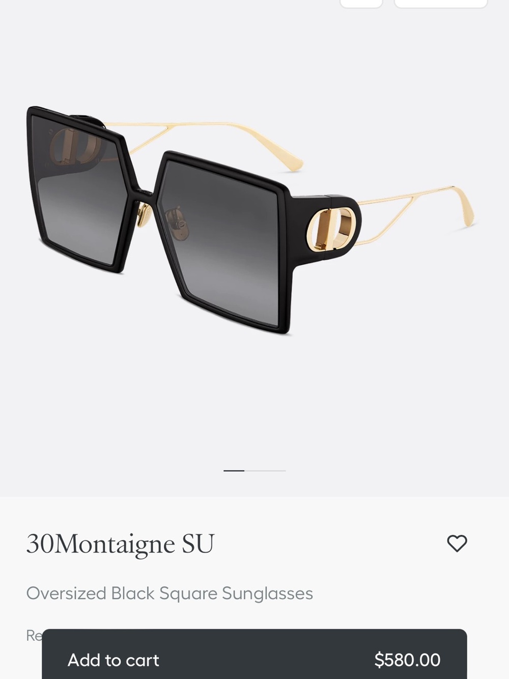 Dior Oversized Black Square Sunglasses with Gold Temples